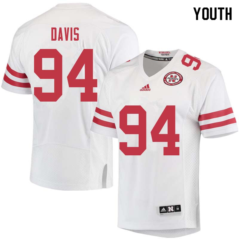 Youth #94 Khalil Davis Nebraska Cornhuskers College Football Jerseys Sale-White
